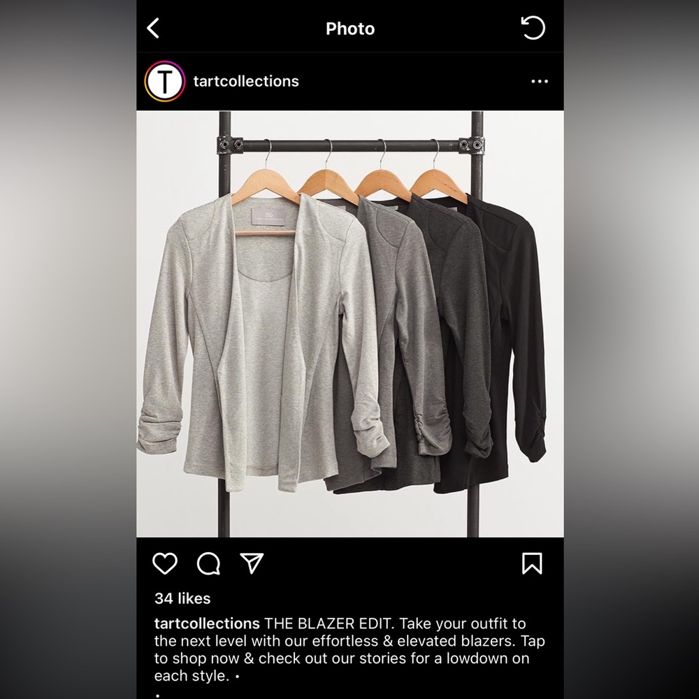 NWT Tart Collections Plus - Gray Jersey Cardigan Blazer - 4X - comfy